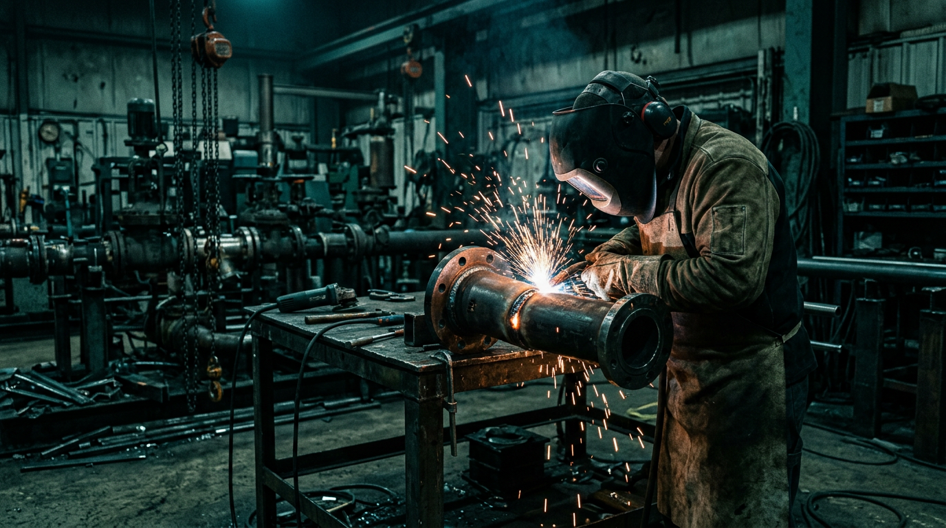 Soldadura y trabajo industrial en campo